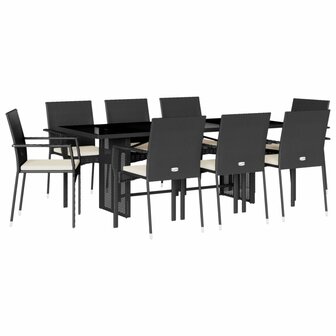 9-delige Tuinset poly rattan zwart