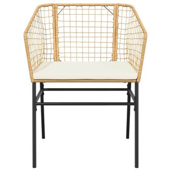 7-delige Tuinset met kussens poly rattan glas bruin