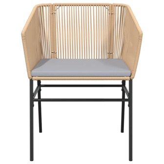 7-delige Tuinset met kussens poly rattan glas bruin