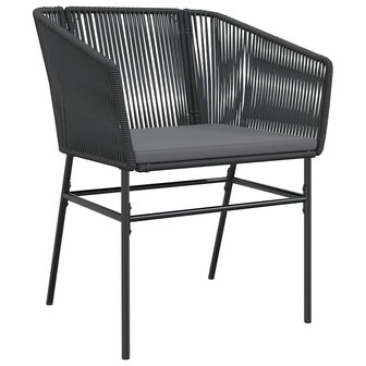 7-delige Tuinset met kussens poly rattan glas zwart