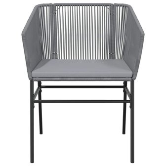 5-delige Tuinset met kussens poly rattan glas grijs
