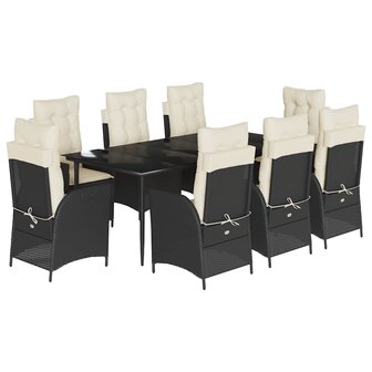 9-delige Tuinset poly rattan zwart