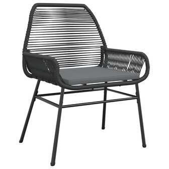 5-delige Tuinset met kussens poly rattan glas zwart