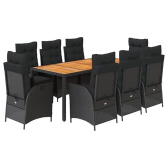 9-delige Tuinset poly rattan zwart