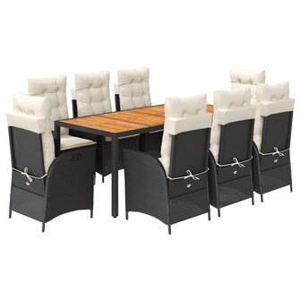 9-delige Tuinset poly rattan zwart