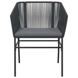 5-delige Tuinset met kussens poly rattan glas zwart