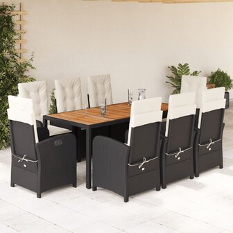 9-delige Tuinset poly rattan zwart