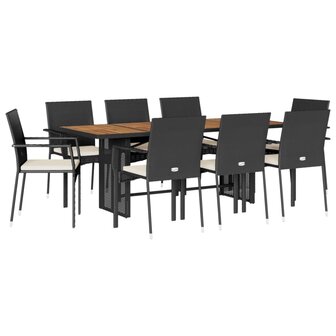 9-delige Tuinset poly rattan zwart