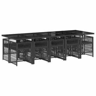 11-delige Tuinset met kussens poly rattan zwart