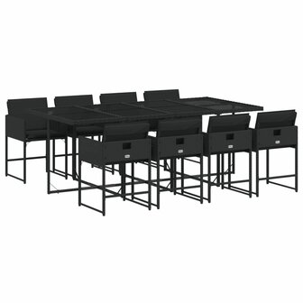 9-delige Tuinset poly rattan zwart