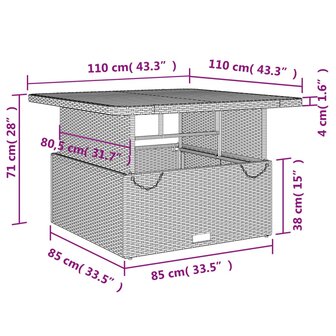 5-delige Tuinset met kussens poly rattan grijs