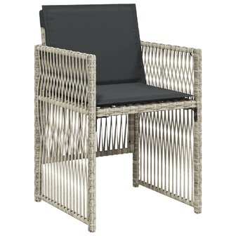 11-delige Tuinset met kussens poly rattan lichtgrijs