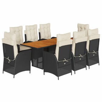 9-delige Tuinset poly rattan zwart