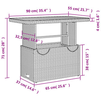 4-delige Tuinset met kussens poly rattan zwart