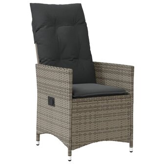 5-delige Tuinset met kussens poly rattan grijs