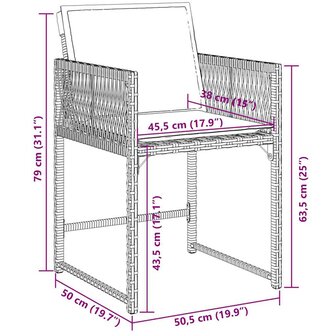 11-delige Tuinset met kussens poly rattan zwart