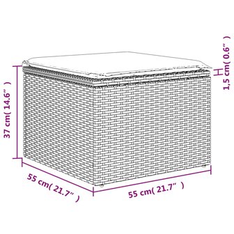 11-delige Tuinset met kussens poly rattan beige
