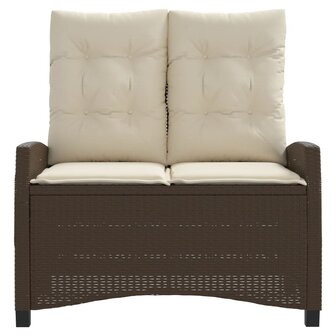 Tuinbankje verstelbaar met kussens poly rattan bruin