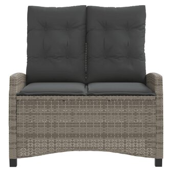 Tuinbankje verstelbaar met kussens poly rattan grijs