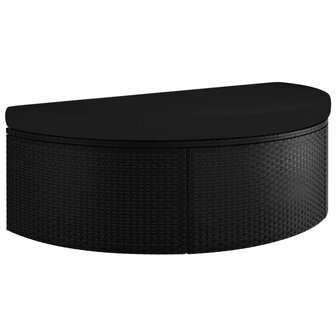 Tuinbed met parasol poly rattan zwart