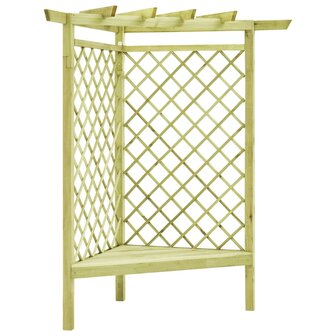 Hoekpergola met zitting 130x130x197 cm ge&iuml;mpregneerd grenenhout