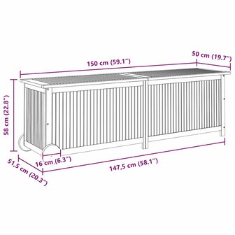 Tuinbox met wieltjes 150x50x58 cm massief acaciahout