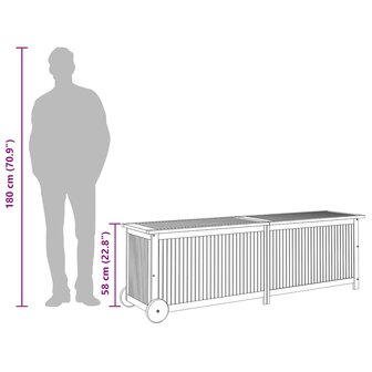 Tuinbox met wieltjes 150x50x58 cm massief acaciahout