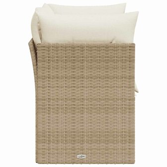 Tuinbank 2-zits met kussens poly rattan beige