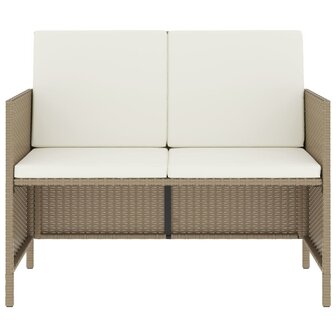 6-delige Tuinset met kussens poly rattan beige