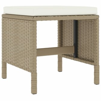 6-delige Tuinset met kussens poly rattan beige