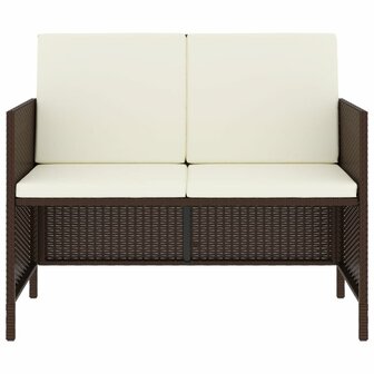 6-delige Tuinset met kussens poly rattan bruin