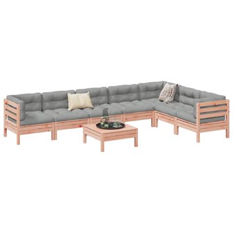 8-delige Loungeset met kussens massief douglas vurenhout