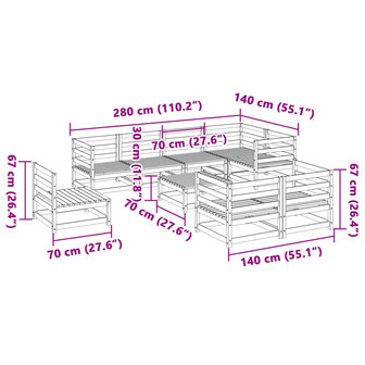 9-delige Loungeset massief douglas vurenhout