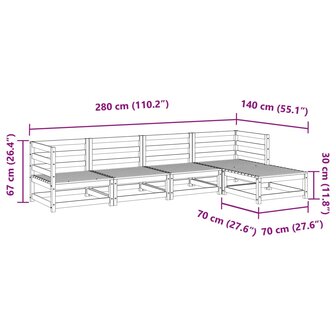 5-delige Loungeset massief douglas vurenhout