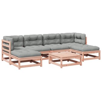 7-delige Loungeset met kussens massief douglas vurenhout