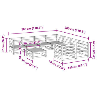 9-delige Loungeset massief douglas vurenhout