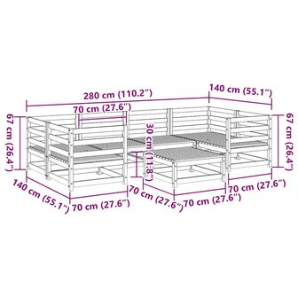 7-delige Loungeset massief douglas vurenhout