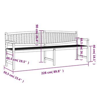 Tuinbank 228x59,5x90 cm massief teakhout