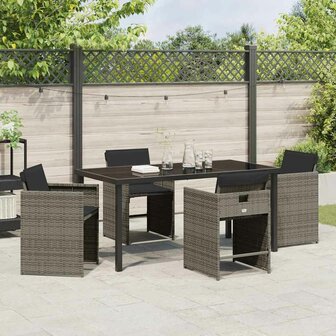 Tuin eettafelset 5 pcs Grijs poly rattan