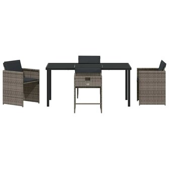Tuin eettafelset 5 pcs Grijs poly rattan