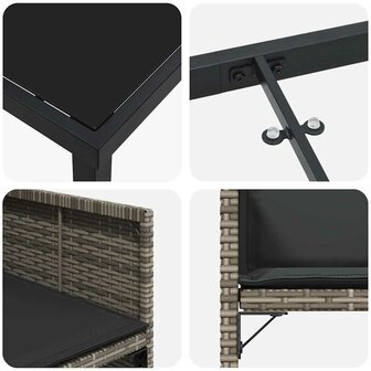 Tuin eettafelset 5 pcs Grijs poly rattan