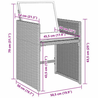 Tuin eettafelset 5 pcs Lichtgrijs poly rattan