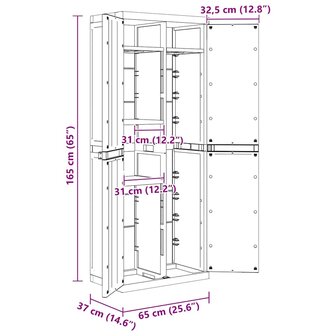 Tuinkast 65x37x165 cm polypropeen zwart