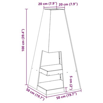 Vuurkorf Bruin 50 x 50 x 100 cm Staal