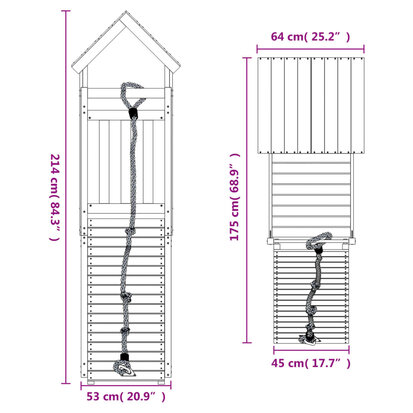 Speeltoren met klimwand 64x175x214 cm
