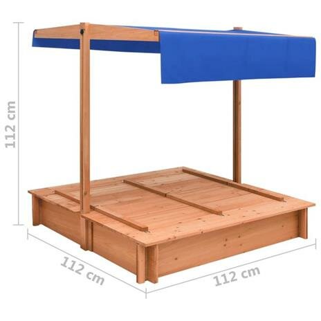 Zandbak met verstelbaar dak 112x112x112cm