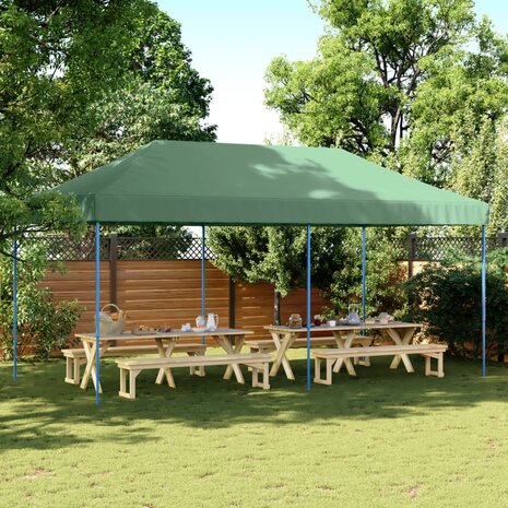Partytent inklapbaar pop-up 580x292x315 cm groen