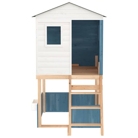 Buitenspeelset massief sparrenhout wit en blauw