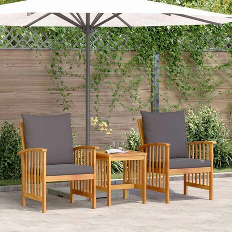 Tuin Sofa Set met kussen 3 pcs Bruin Massief acaciahout