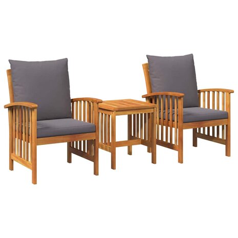 Tuin Sofa Set met kussen 3 pcs Bruin Massief acaciahout